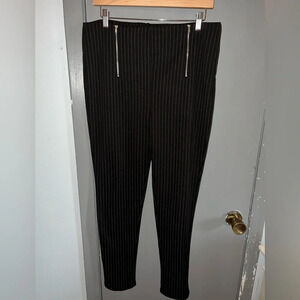 AF Studio pinstripe pants sz Large front zipper details that work.